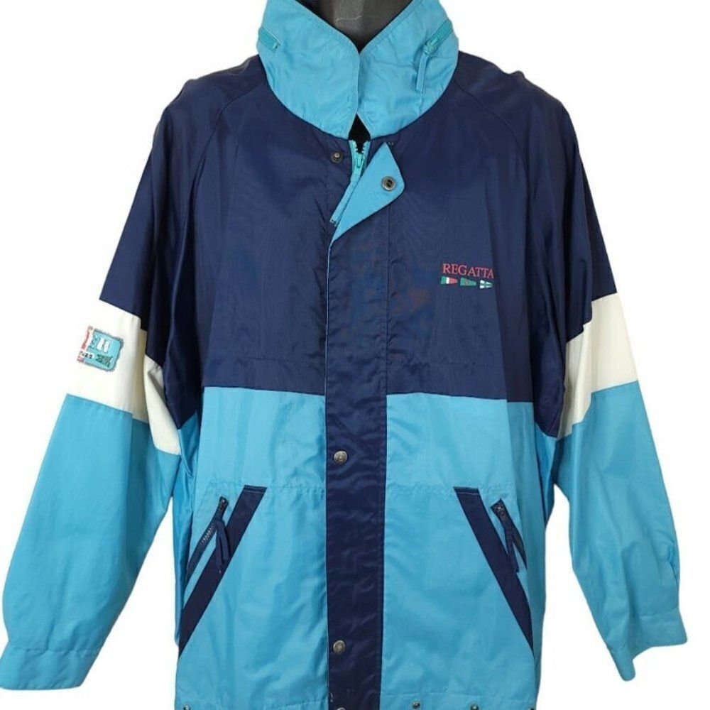 Regatta Sport Sailing Jacket Vintage 90s Boating Roll Up Hood Lightweight Mens